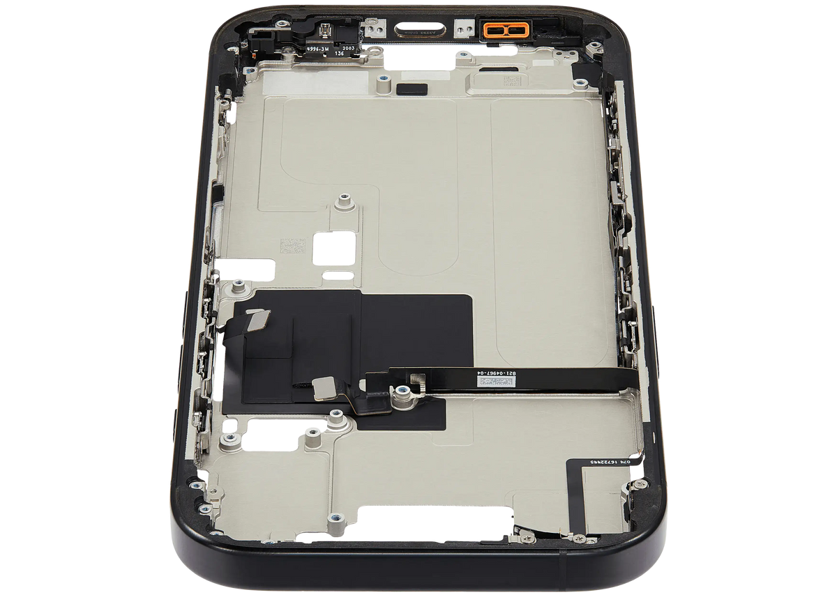 Mid Frame Housing W/ Small Parts For I Phone 16 Pro (Eu / Global Version) (Used Oem Pull: Grade A) (Black Titanium)