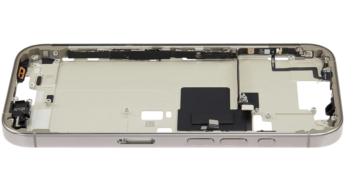 Mid Frame Housing W/ Small Parts For I Phone 16 Pro (Eu / Global Version) (Used Oem Pull: Grade A) (Natural Titanium)