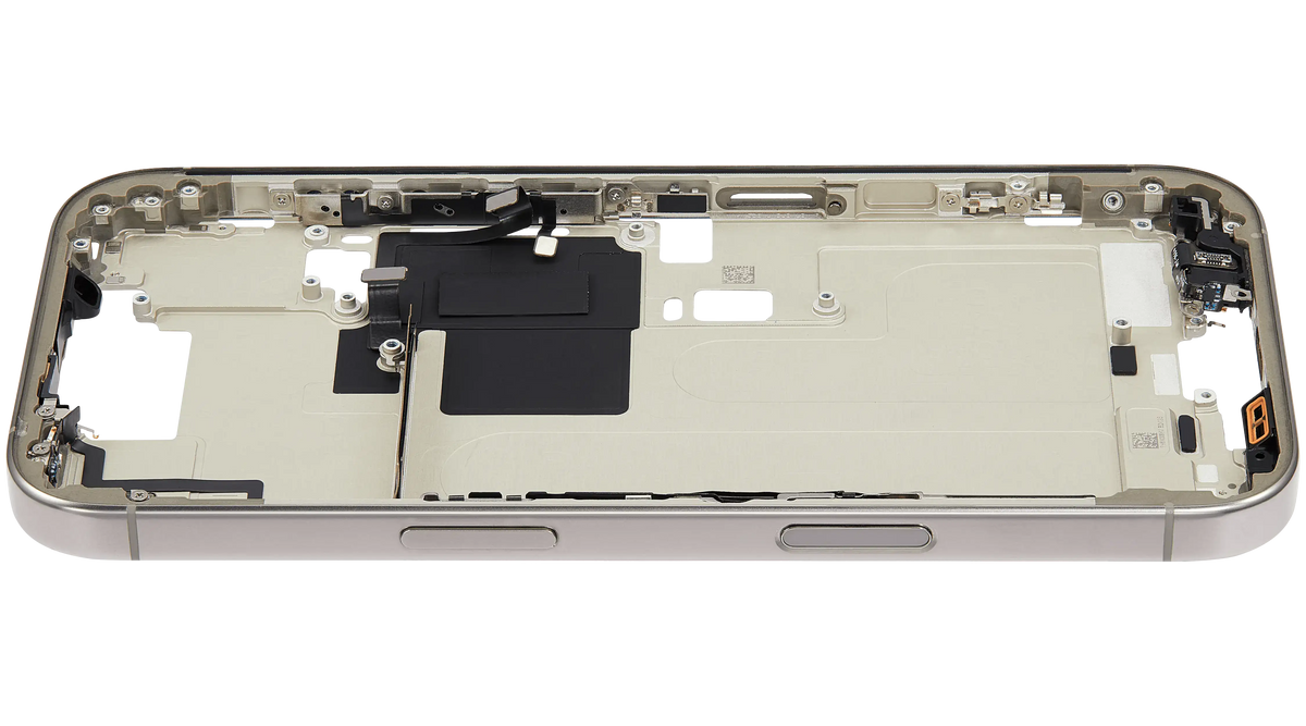 Mid Frame Housing W/ Small Parts For I Phone 16 Pro (Eu / Global Version) (Used Oem Pull: Grade A) (Natural Titanium)
