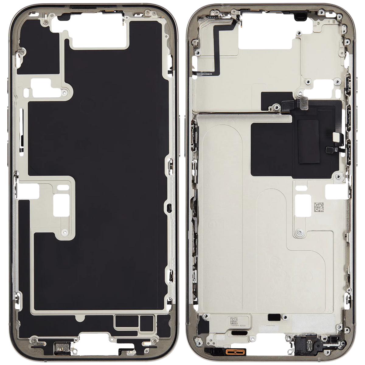 Mid Frame Housing W/ Small Parts For I Phone 16 Pro (Eu / Global Version) (Used Oem Pull: Grade A) (Natural Titanium)