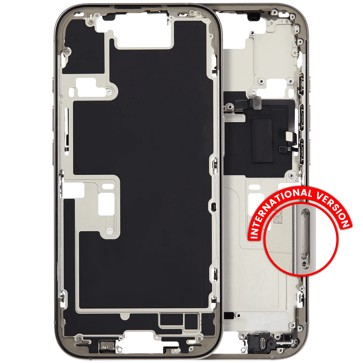 Mid Frame Housing W/ Small Parts For I Phone 16 Pro (Eu / Global Version) (Used Oem Pull: Grade A) (Natural Titanium)
