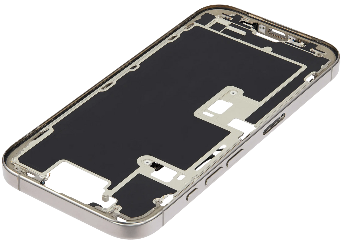 Mid Frame Housing W/ Small Parts For I Phone 16 Pro (Eu / Global Version) (Used Oem Pull: Grade A) (Natural Titanium)