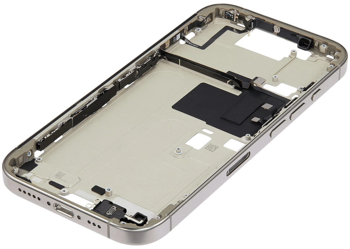 Mid Frame Housing W/ Small Parts For I Phone 16 Pro (Eu / Global Version) (Used Oem Pull: Grade A) (Natural Titanium)