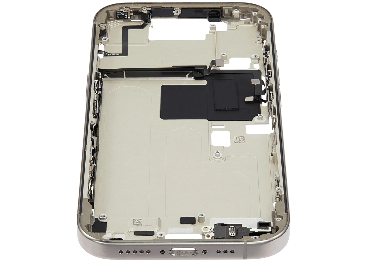 Mid Frame Housing W/ Small Parts For I Phone 16 Pro (Eu / Global Version) (Used Oem Pull: Grade A) (Natural Titanium)