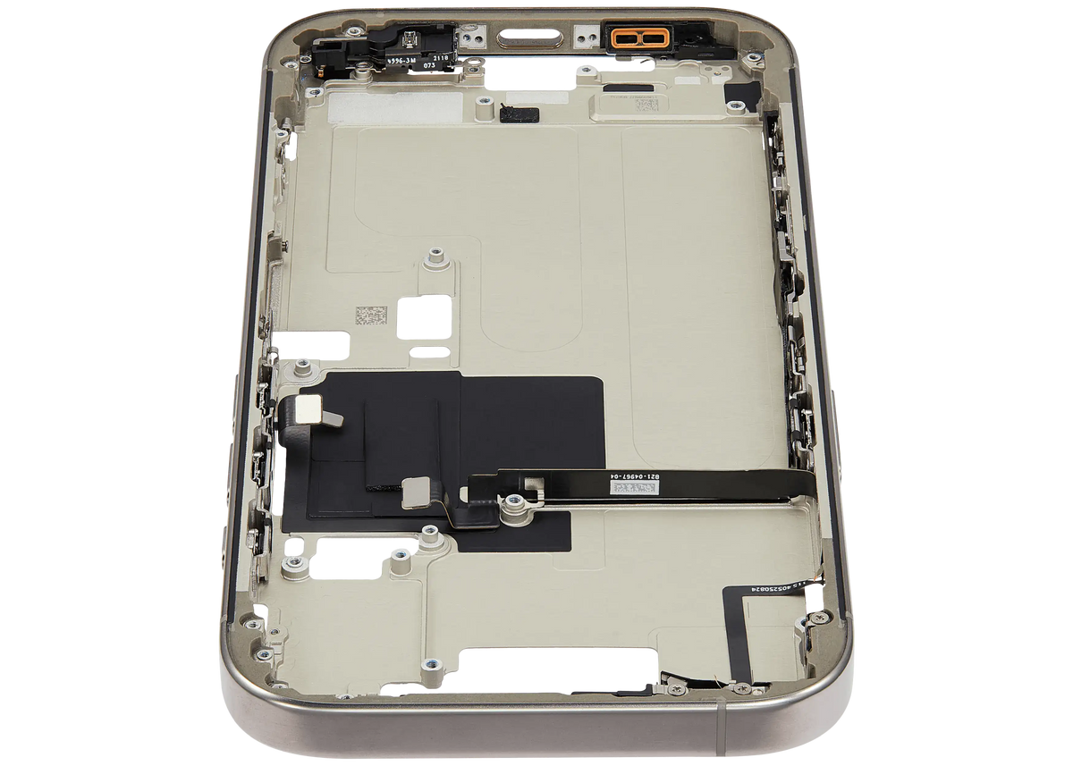 Mid Frame Housing W/ Small Parts For I Phone 16 Pro (Eu / Global Version) (Used Oem Pull: Grade A) (Natural Titanium)