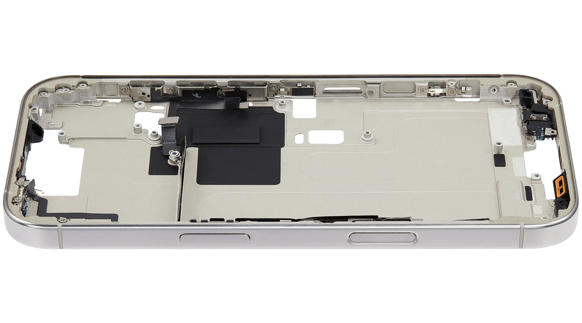 Mid Frame Housing W/ Small Parts For I Phone 16 Pro (Eu / Global Version) (Used Oem Pull: Grade A) (White Titanium)