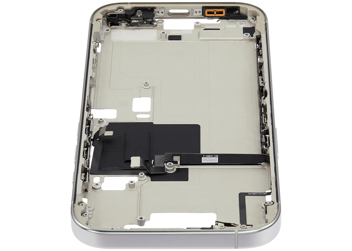 Mid Frame Housing W/ Small Parts For I Phone 16 Pro (Eu / Global Version) (Used Oem Pull: Grade A) (White Titanium)
