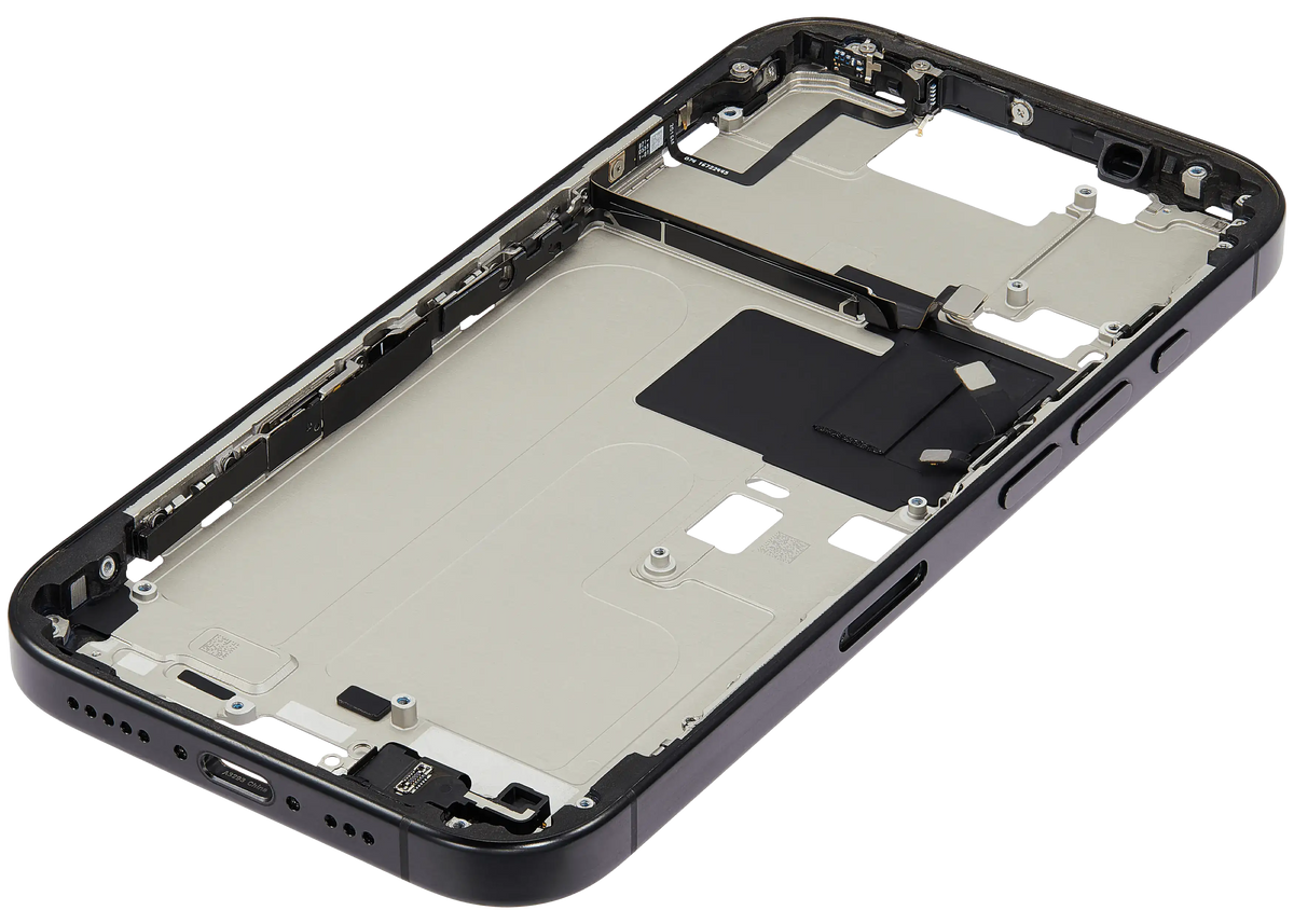 Mid Frame Housing W/ Small Parts For I Phone 16 Pro (Eu / Global Version) (Used Oem Pull: Grade B) (Black Titanium)