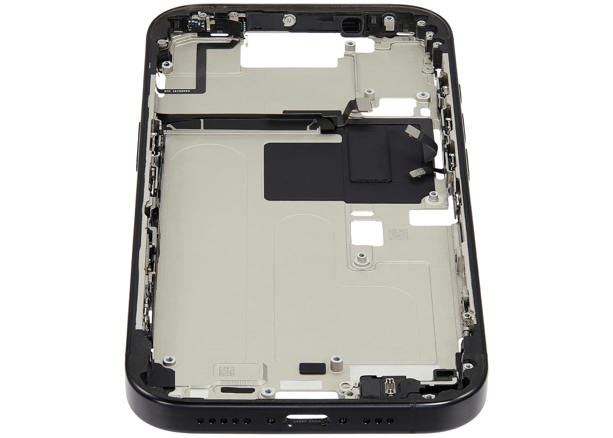 Mid Frame Housing W/ Small Parts For I Phone 16 Pro (Eu / Global Version) (Used Oem Pull: Grade B) (Black Titanium)