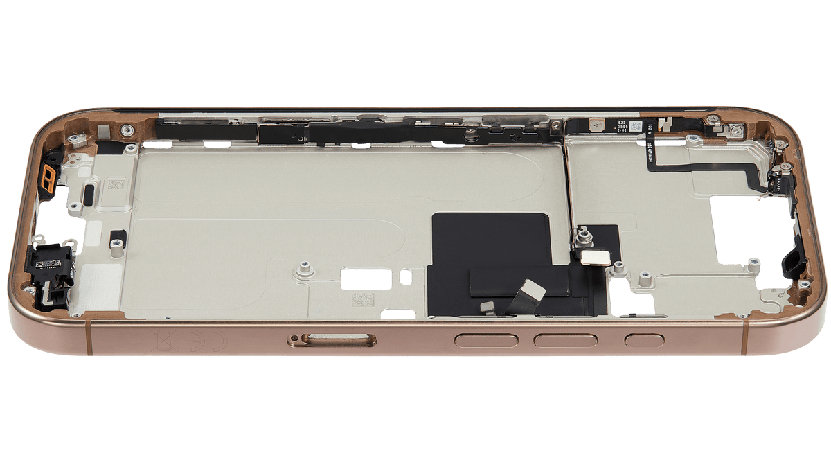 Mid Frame Housing W/ Small Parts For I Phone 16 Pro (Eu / Global Version) (Used Oem Pull: Grade B) (Desert Titanium)