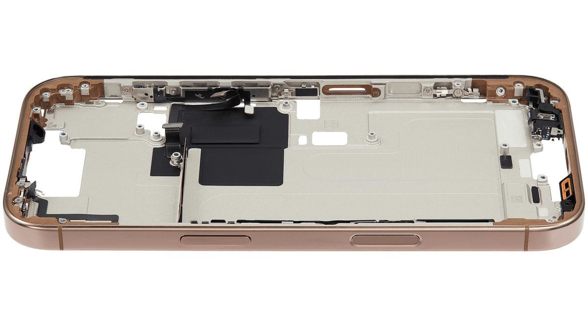 Mid Frame Housing W/ Small Parts For I Phone 16 Pro (Eu / Global Version) (Used Oem Pull: Grade B) (Desert Titanium)