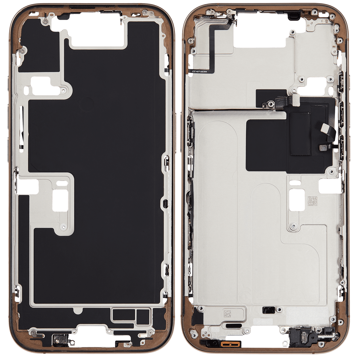 Mid Frame Housing W/ Small Parts For I Phone 16 Pro (Eu / Global Version) (Used Oem Pull: Grade B) (Desert Titanium)