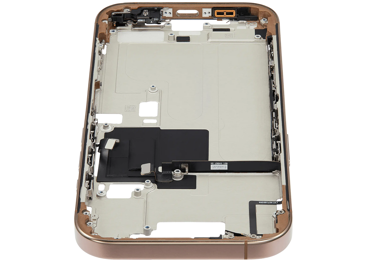 Mid Frame Housing W/ Small Parts For I Phone 16 Pro (Eu / Global Version) (Used Oem Pull: Grade B) (Desert Titanium)