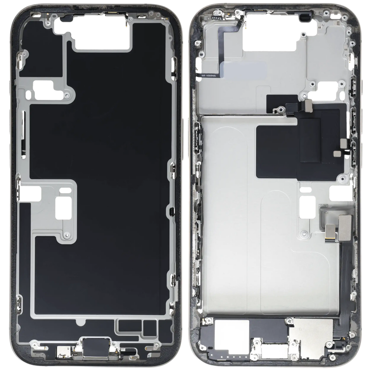 Mid Frame Housing W/ Small Parts For I Phone 16 Pro (Eu / Global Version) (Used Oem Pull: Grade B) (Natural Titanium)