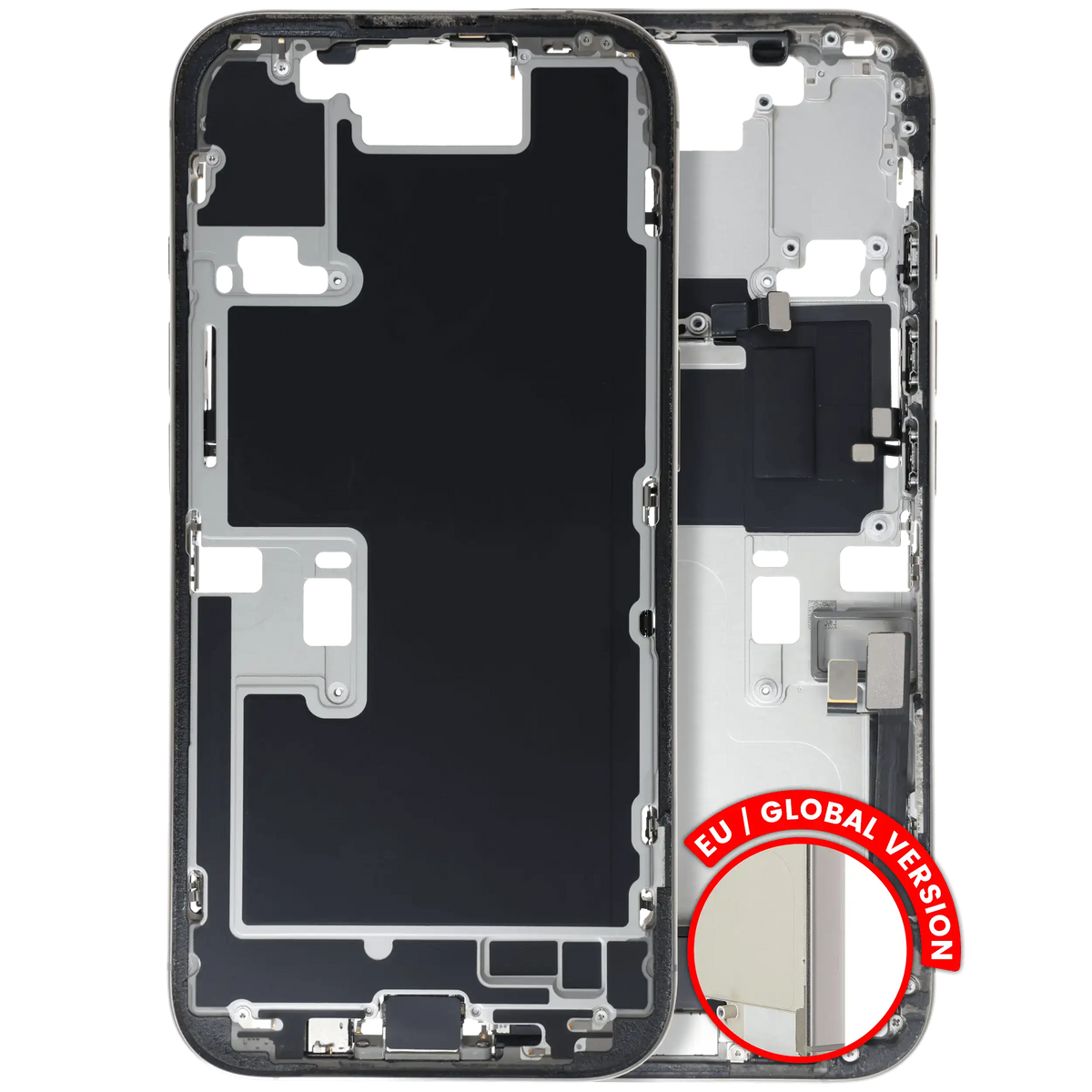 Mid Frame Housing W/ Small Parts For I Phone 16 Pro (Eu / Global Version) (Used Oem Pull: Grade B) (Natural Titanium)