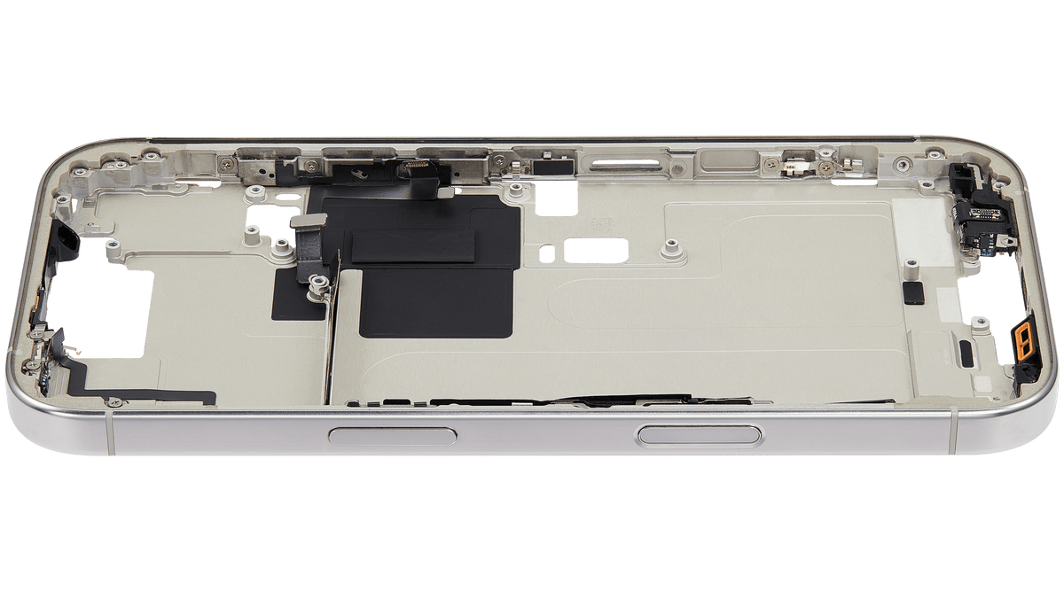 Mid Frame Housing W/ Small Parts For I Phone 16 Pro (Eu / Global Version) (Used Oem Pull: Grade B) (White Titanium)