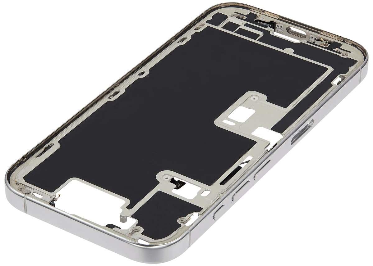 Mid Frame Housing W/ Small Parts For I Phone 16 Pro (Eu / Global Version) (Used Oem Pull: Grade B) (White Titanium)