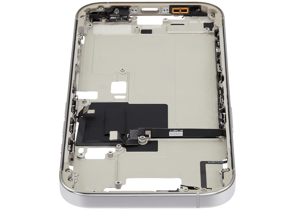 Mid Frame Housing W/ Small Parts For I Phone 16 Pro (Eu / Global Version) (Used Oem Pull: Grade B) (White Titanium)
