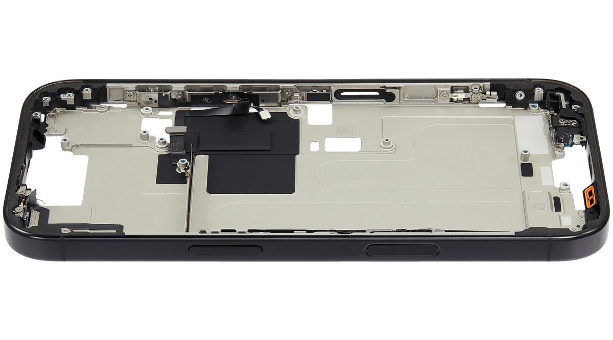 Mid Frame Housing W/ Small Parts For I Phone 16 Pro (Eu / Global Version) (Used Oem Pull: Grade C) (Black Titanium)