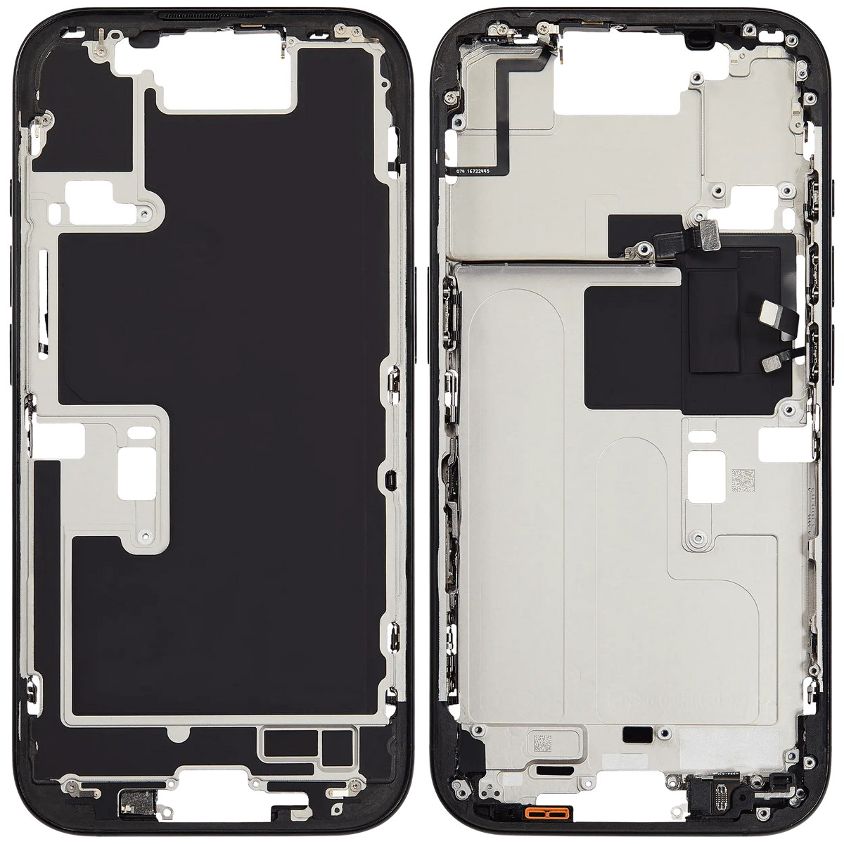 Mid Frame Housing W/ Small Parts For I Phone 16 Pro (Eu / Global Version) (Used Oem Pull: Grade C) (Black Titanium)