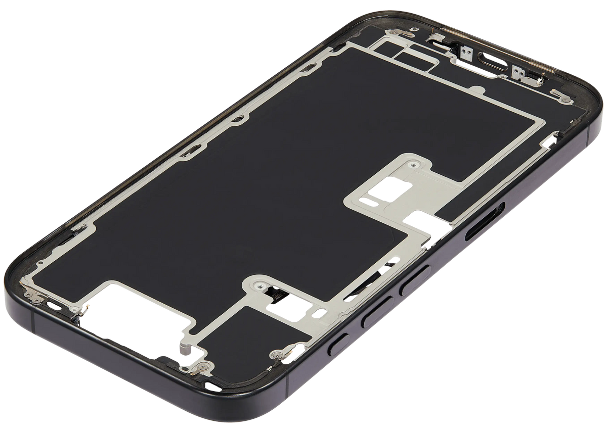 Mid Frame Housing W/ Small Parts For I Phone 16 Pro (Eu / Global Version) (Used Oem Pull: Grade C) (Black Titanium)