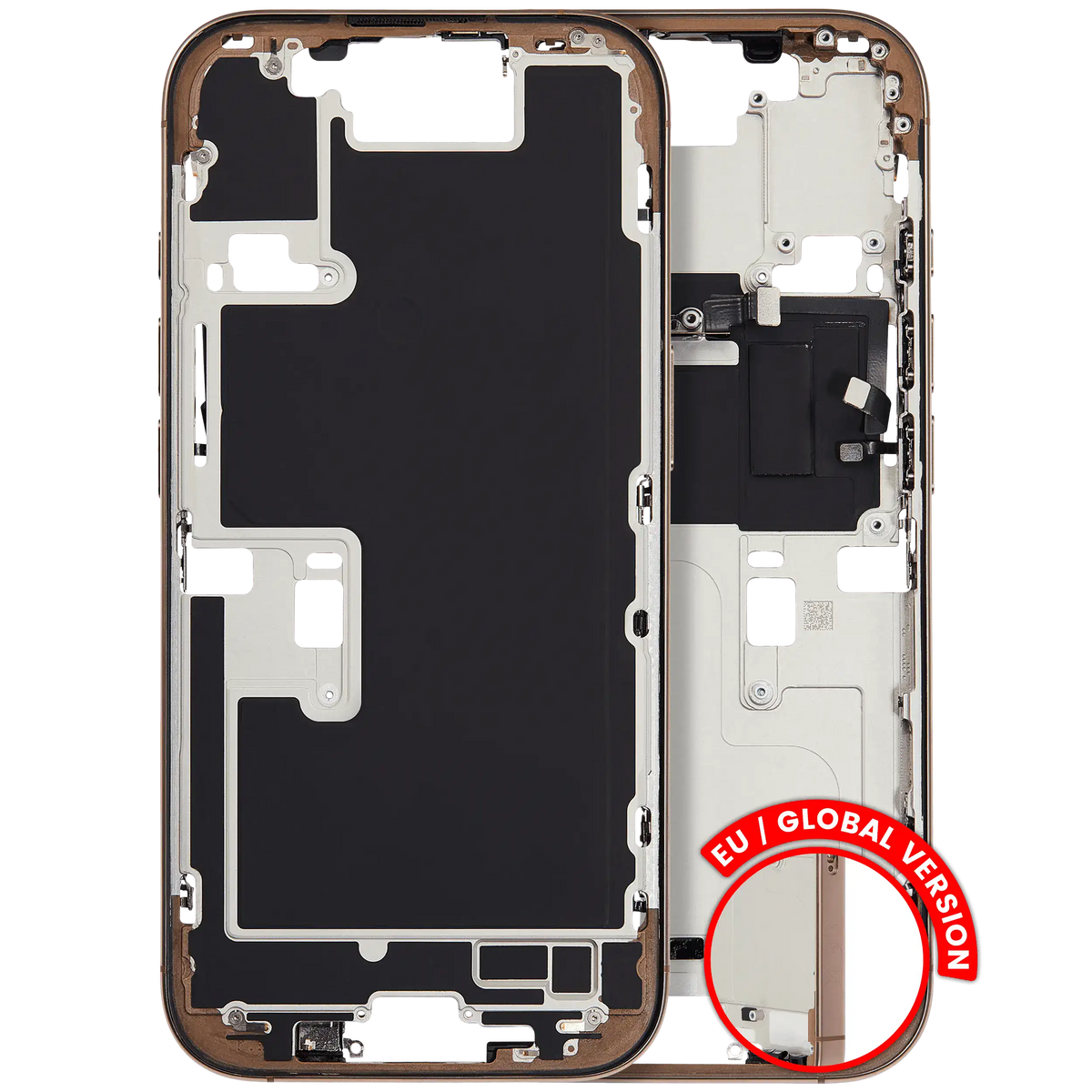 Mid Frame Housing W/ Small Parts For I Phone 16 Pro (Eu / Global Version) (Used Oem Pull: Grade C) (Desert Titanium)