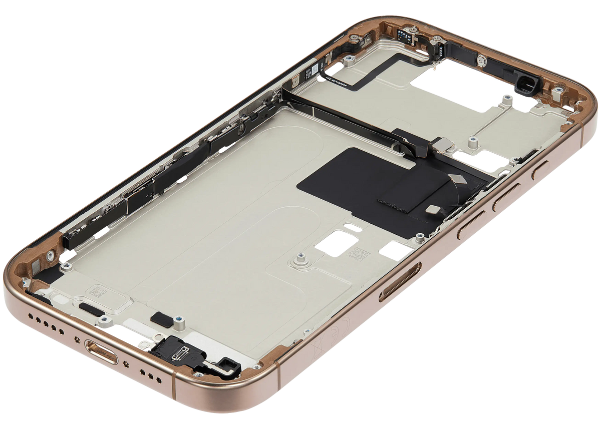 Mid Frame Housing W/ Small Parts For I Phone 16 Pro (Eu / Global Version) (Used Oem Pull: Grade C) (Desert Titanium)