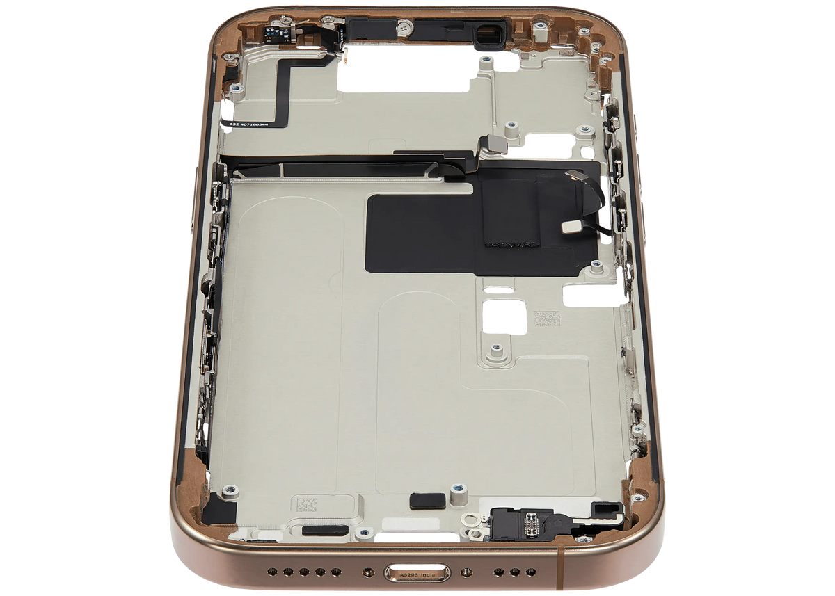 Mid Frame Housing W/ Small Parts For I Phone 16 Pro (Eu / Global Version) (Used Oem Pull: Grade C) (Desert Titanium)