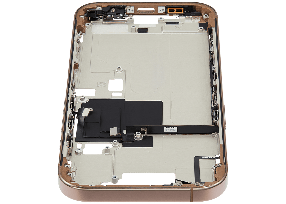 Mid Frame Housing W/ Small Parts For I Phone 16 Pro (Eu / Global Version) (Used Oem Pull: Grade C) (Desert Titanium)