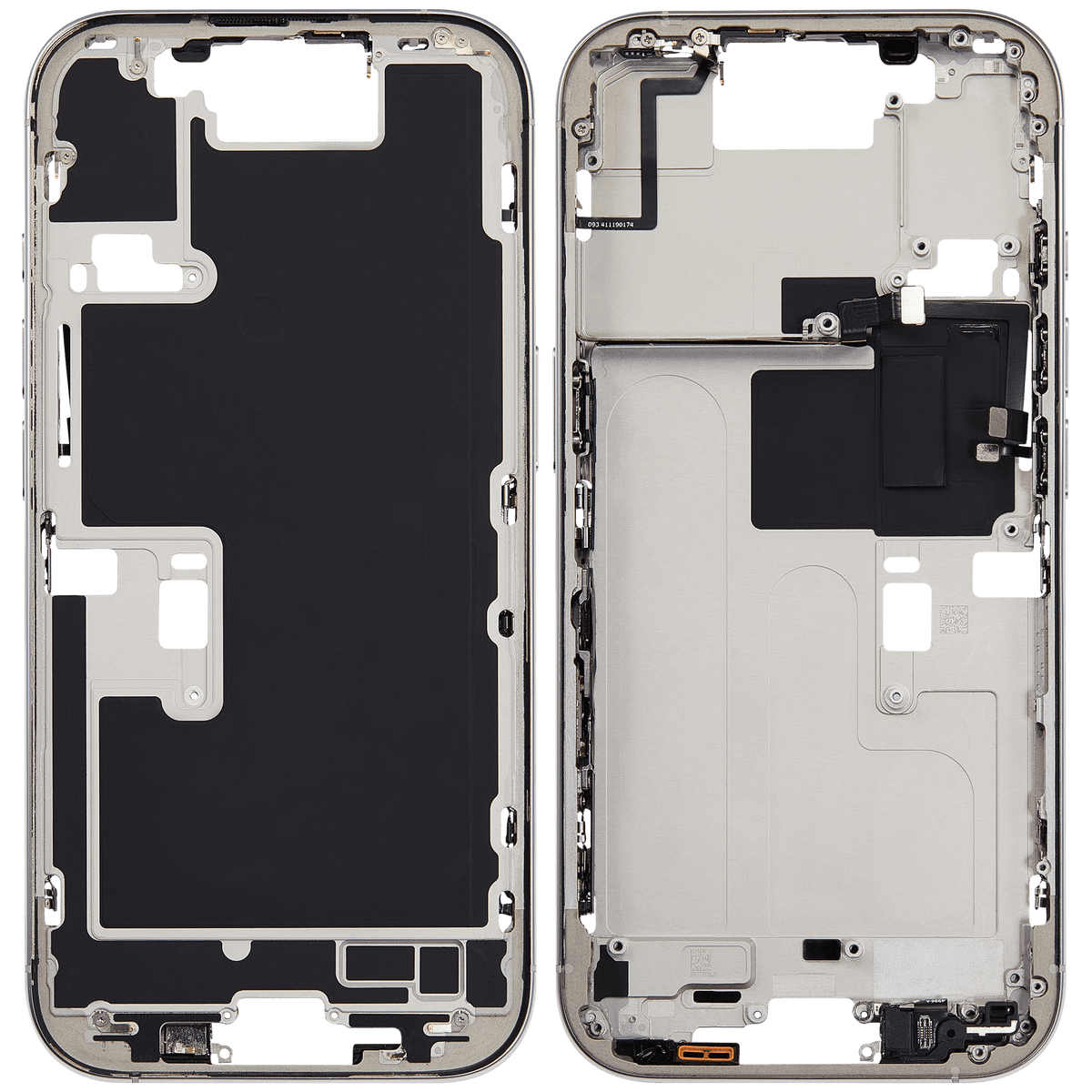 Mid Frame Housing W/ Small Parts For I Phone 16 Pro (Eu / Global Version) (Used Oem Pull: Grade C) (White Titanium)