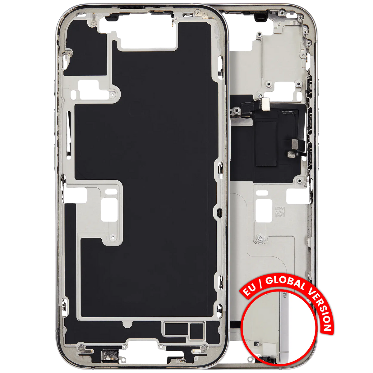 Mid Frame Housing W/ Small Parts For I Phone 16 Pro (Eu / Global Version) (Used Oem Pull: Grade C) (White Titanium)