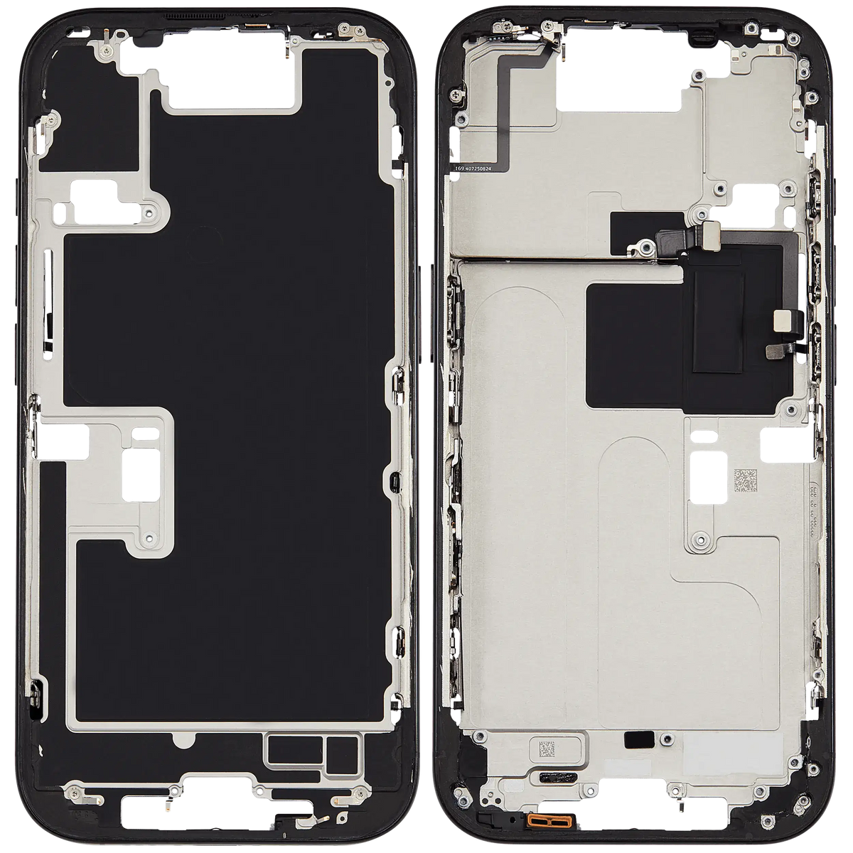 Mid Frame Housing W/ Small Parts For I Phone 16 Pro (Us Version) (Used Oem Pull: Grade A) (Black Titanium)