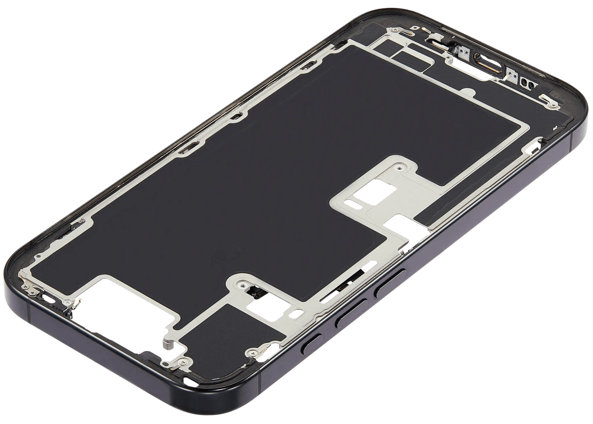 Mid Frame Housing W/ Small Parts For I Phone 16 Pro (Us Version) (Used Oem Pull: Grade A) (Black Titanium)