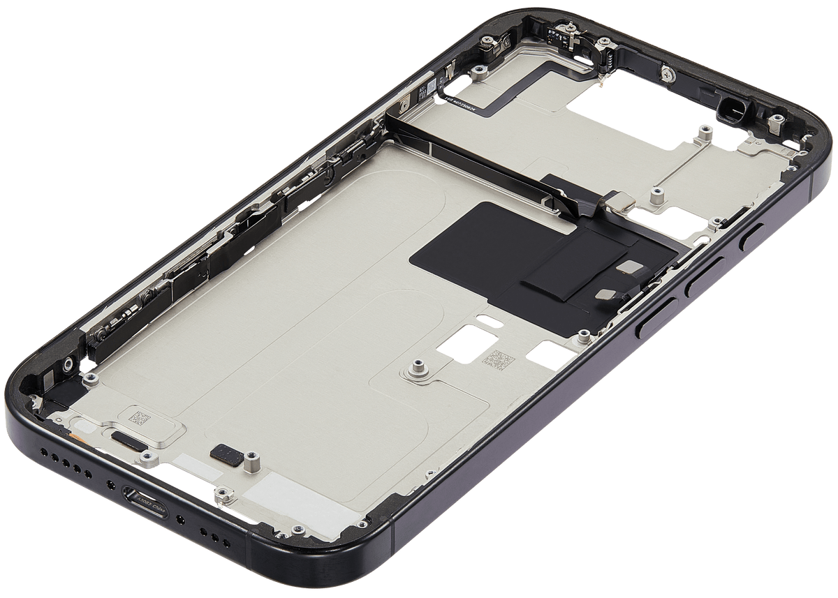 Mid Frame Housing W/ Small Parts For I Phone 16 Pro (Us Version) (Used Oem Pull: Grade A) (Black Titanium)