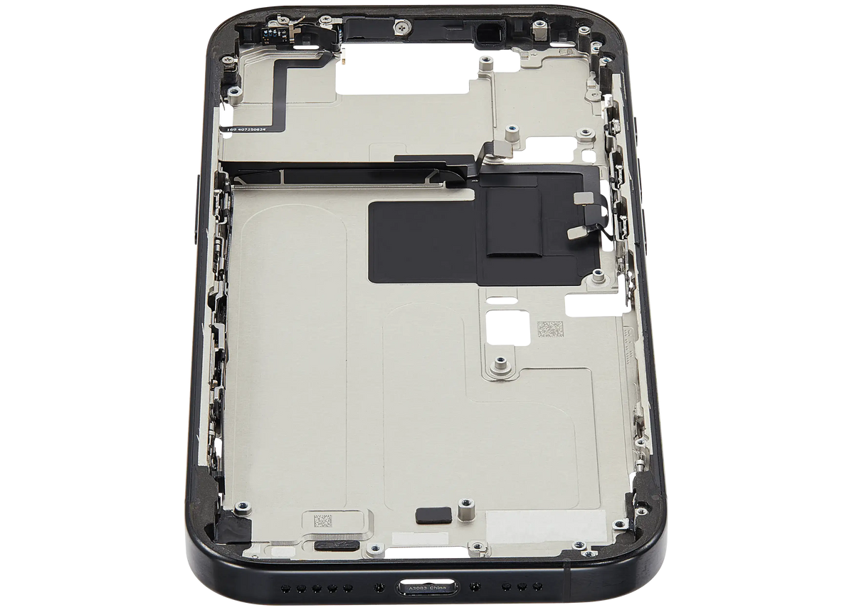 Mid Frame Housing W/ Small Parts For I Phone 16 Pro (Us Version) (Used Oem Pull: Grade A) (Black Titanium)