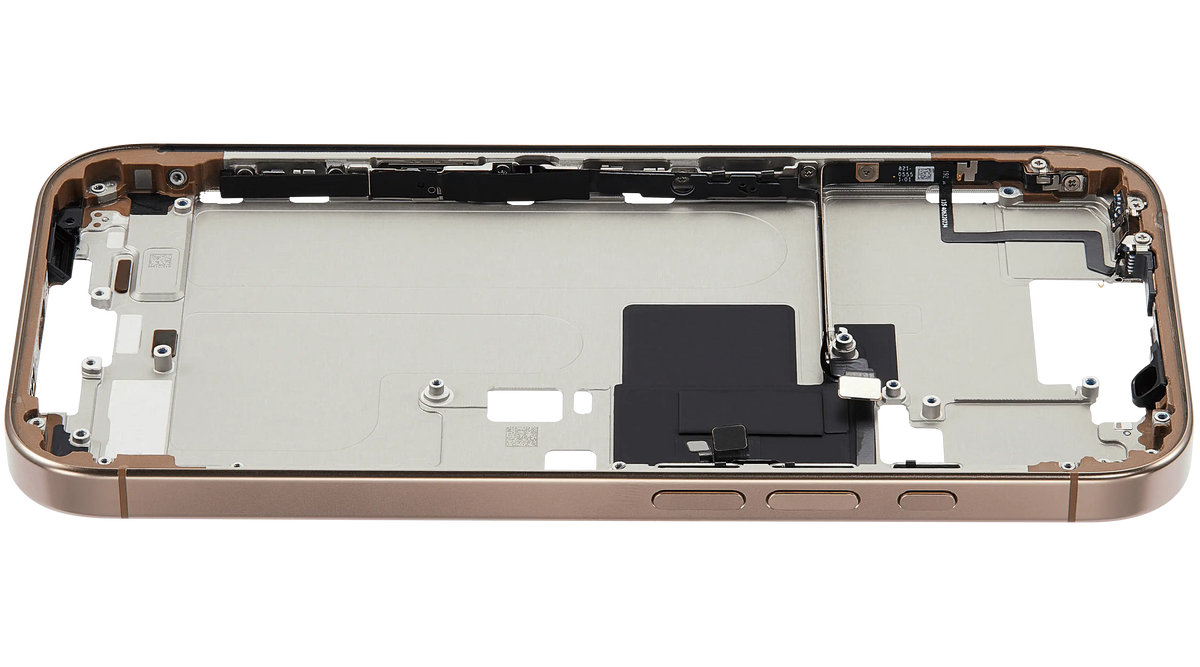 Mid Frame Housing W/ Small Parts For I Phone 16 Pro (Us Version) (Used Oem Pull: Grade A) (Desert Titanium)