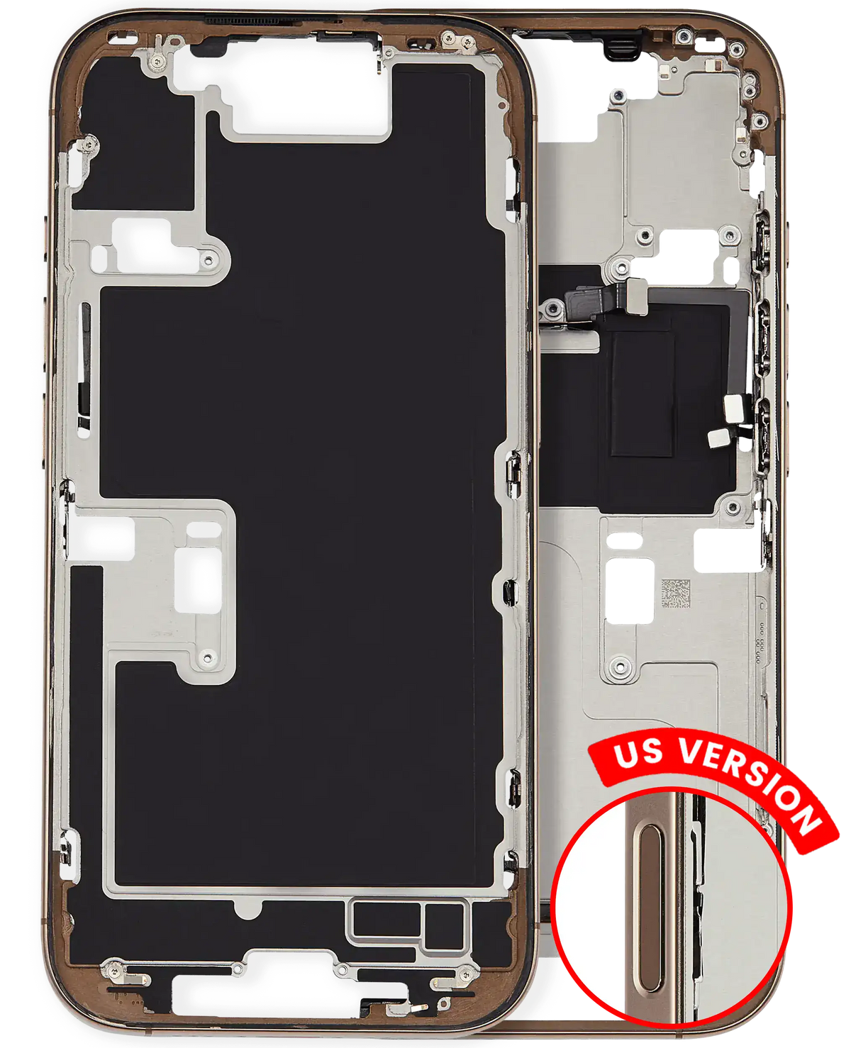 Mid Frame Housing W/ Small Parts For I Phone 16 Pro (Us Version) (Used Oem Pull: Grade A) (Desert Titanium)