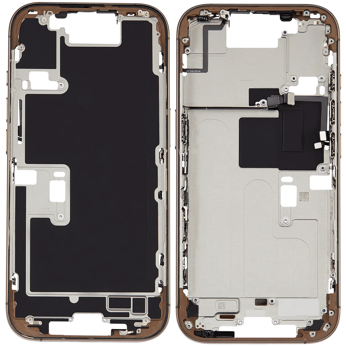 Mid Frame Housing W/ Small Parts For I Phone 16 Pro (Us Version) (Used Oem Pull: Grade A) (Desert Titanium)