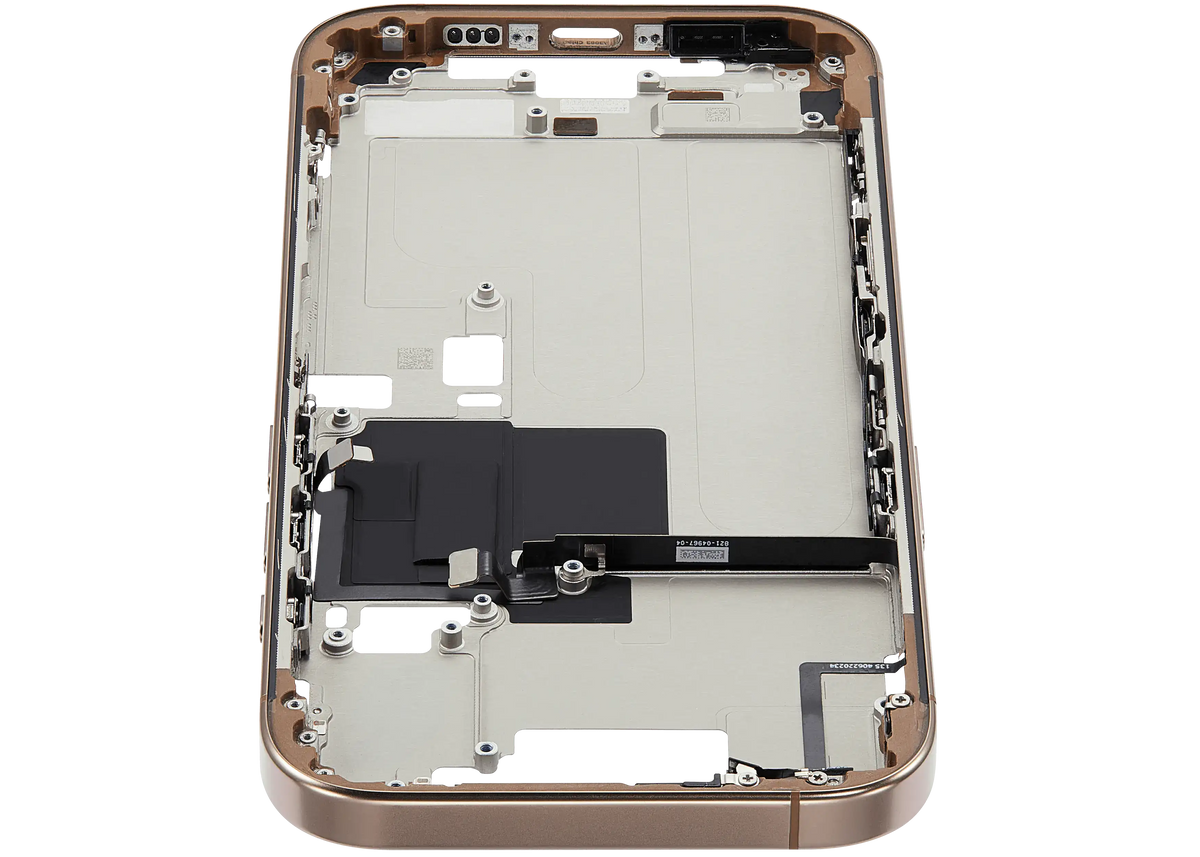 Mid Frame Housing W/ Small Parts For I Phone 16 Pro (Us Version) (Used Oem Pull: Grade A) (Desert Titanium)