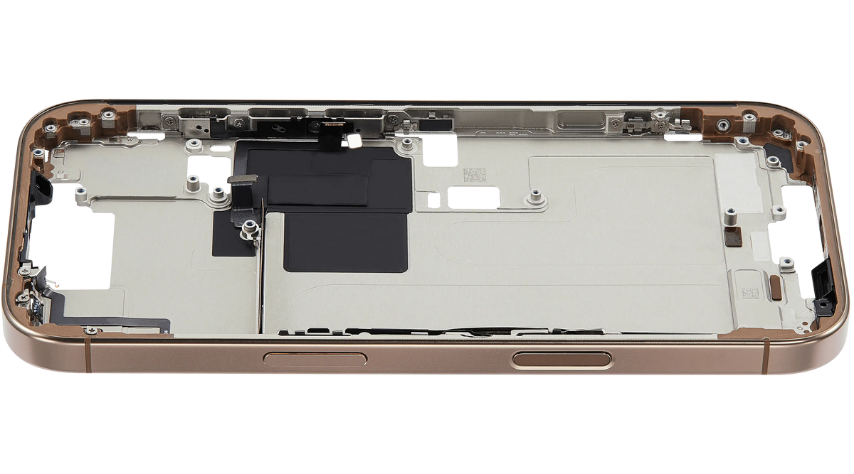Mid Frame Housing W/ Small Parts For I Phone 16 Pro (Us Version) (Used Oem Pull: Grade A) (Desert Titanium)