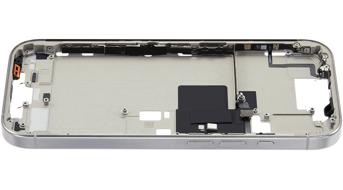 Mid Frame Housing W/ Small Parts For I Phone 16 Pro (Us Version) (Used Oem Pull: Grade A) (Natural Titanium)