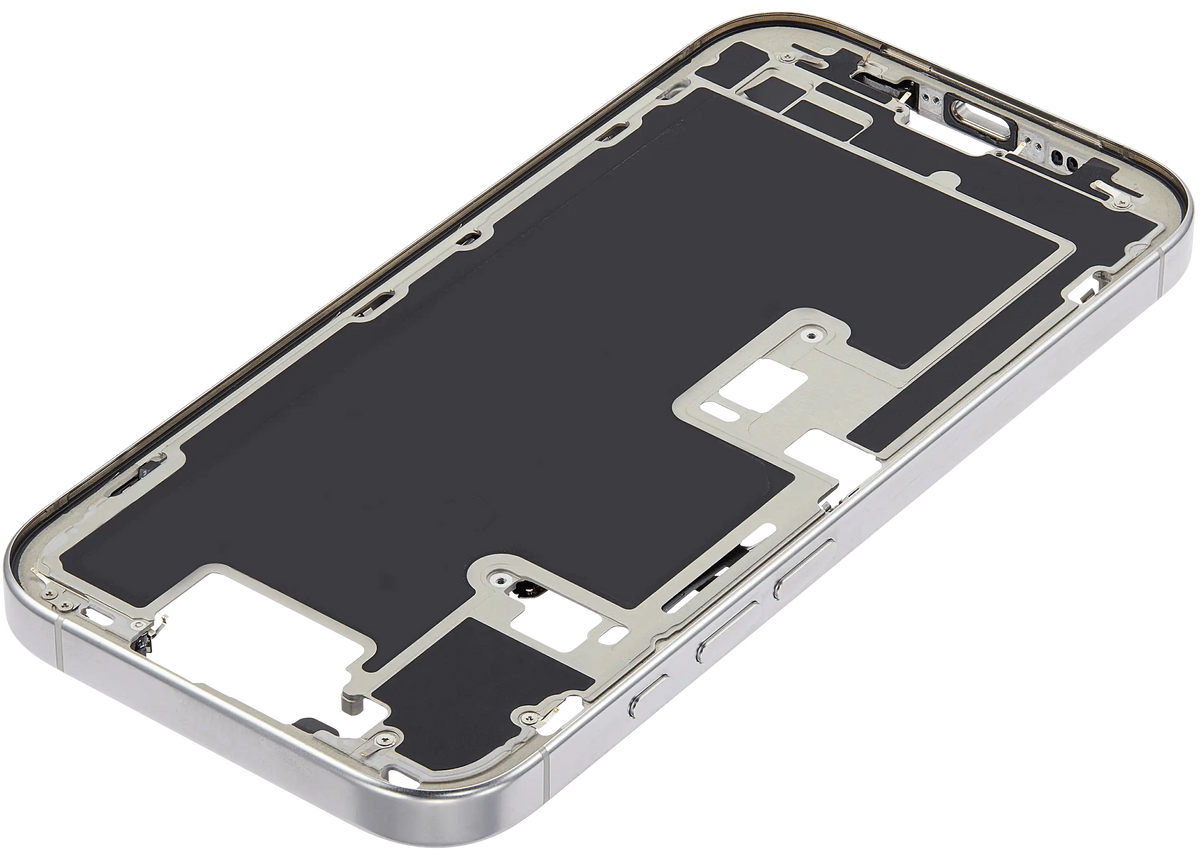 Mid Frame Housing W/ Small Parts For I Phone 16 Pro (Us Version) (Used Oem Pull: Grade A) (Natural Titanium)