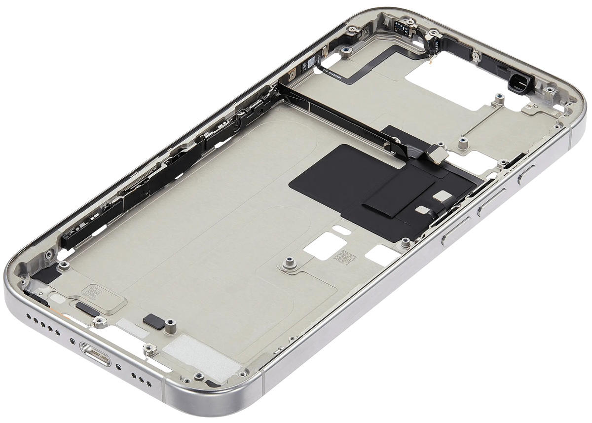 Mid Frame Housing W/ Small Parts For I Phone 16 Pro (Us Version) (Used Oem Pull: Grade A) (Natural Titanium)