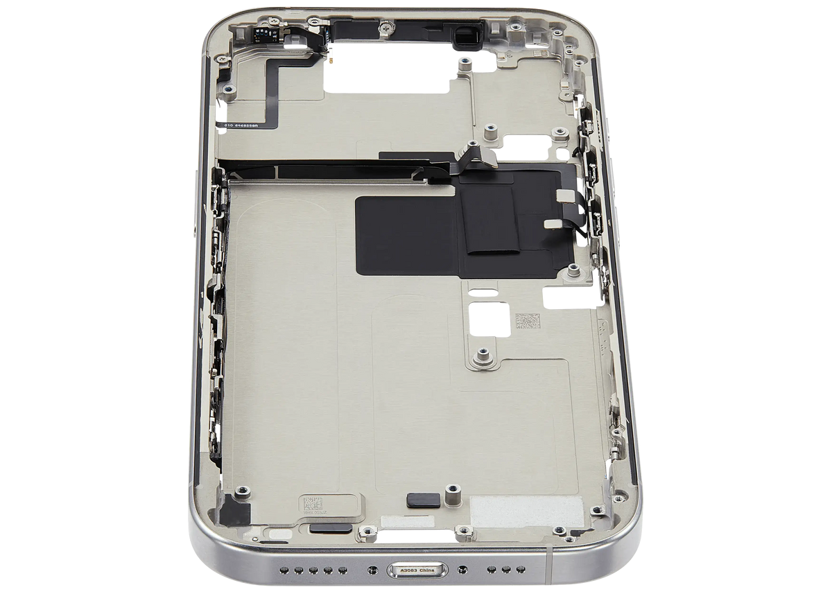 Mid Frame Housing W/ Small Parts For I Phone 16 Pro (Us Version) (Used Oem Pull: Grade A) (Natural Titanium)