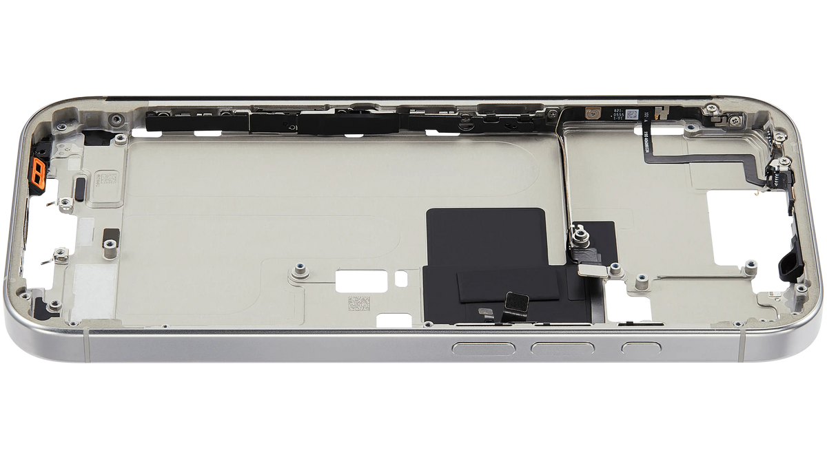 Mid Frame Housing W/ Small Parts For I Phone 16 Pro (Us Version) (Used Oem Pull: Grade A) (White Titanium)