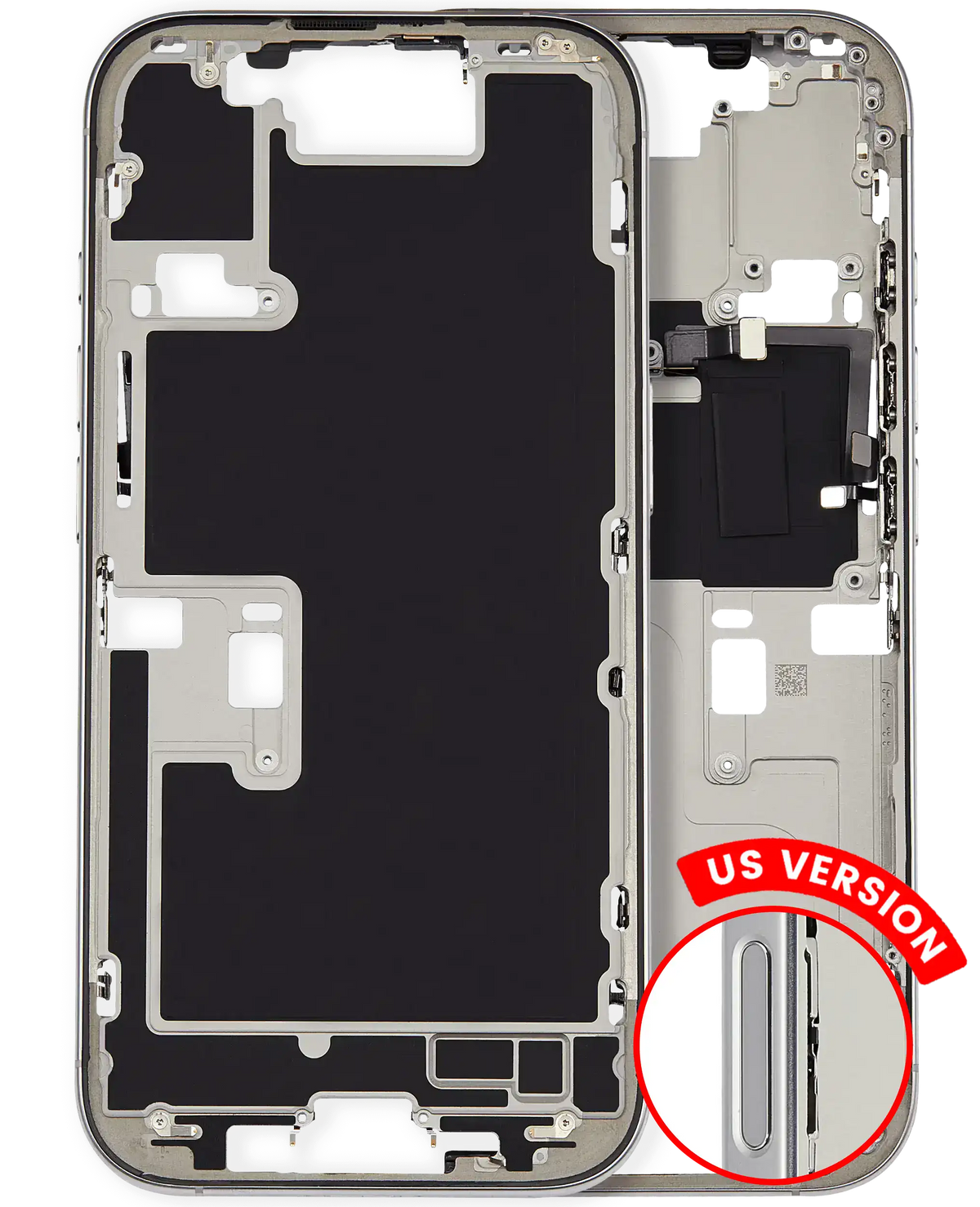 Mid Frame Housing W/ Small Parts For I Phone 16 Pro (Us Version) (Used Oem Pull: Grade A) (White Titanium)