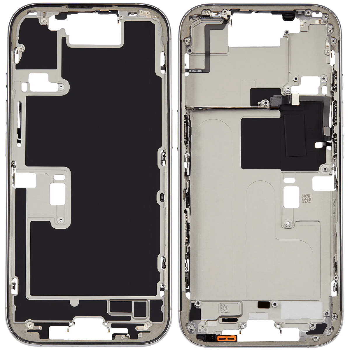 Mid Frame Housing W/ Small Parts For I Phone 16 Pro (Us Version) (Used Oem Pull: Grade A) (White Titanium)