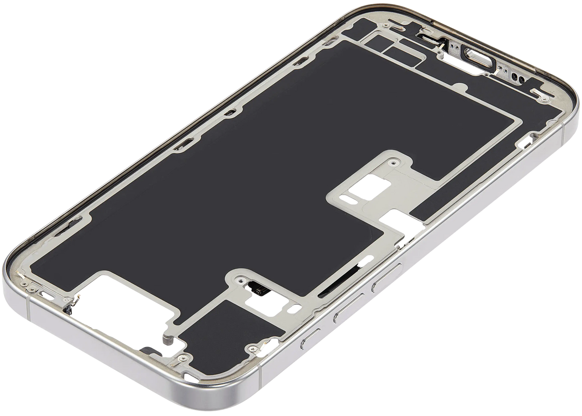 Mid Frame Housing W/ Small Parts For I Phone 16 Pro (Us Version) (Used Oem Pull: Grade A) (White Titanium)