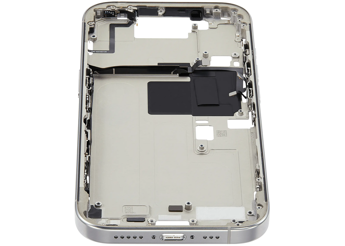 Mid Frame Housing W/ Small Parts For I Phone 16 Pro (Us Version) (Used Oem Pull: Grade A) (White Titanium)