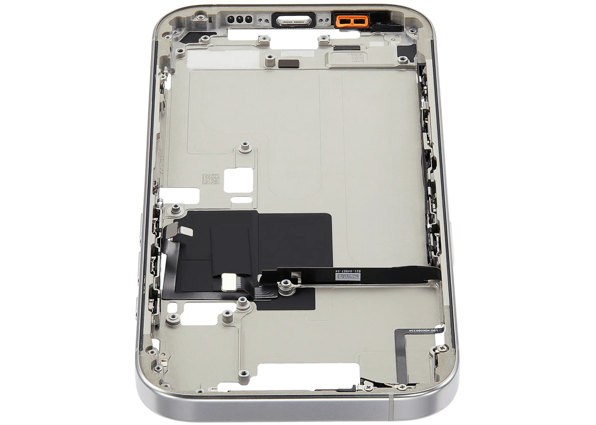 Mid Frame Housing W/ Small Parts For I Phone 16 Pro (Us Version) (Used Oem Pull: Grade A) (White Titanium)